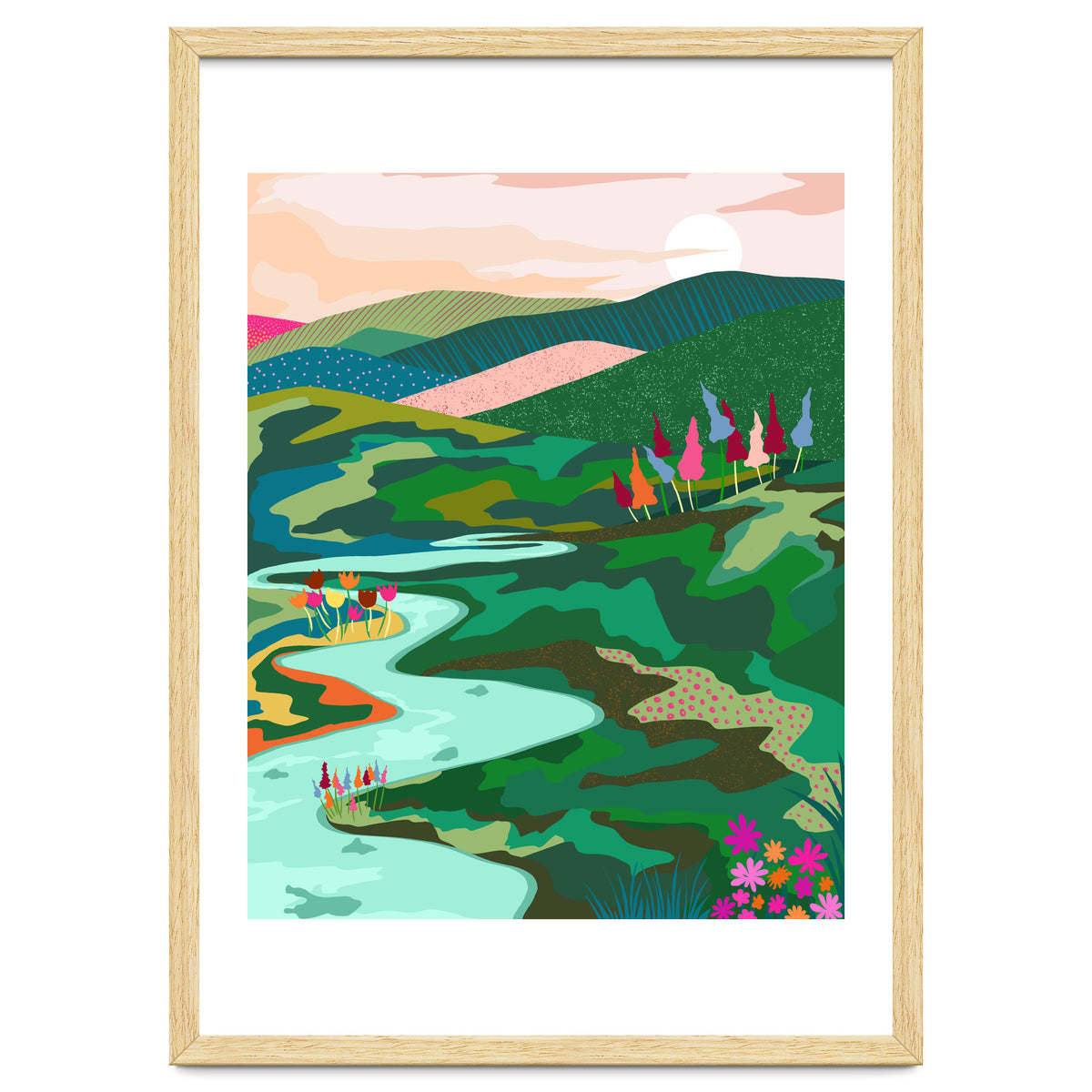 Endless Love, Bohemian Nature Landscape Scenic Meadow, Eclectic Colorful Travel Forest Mountains Sunset