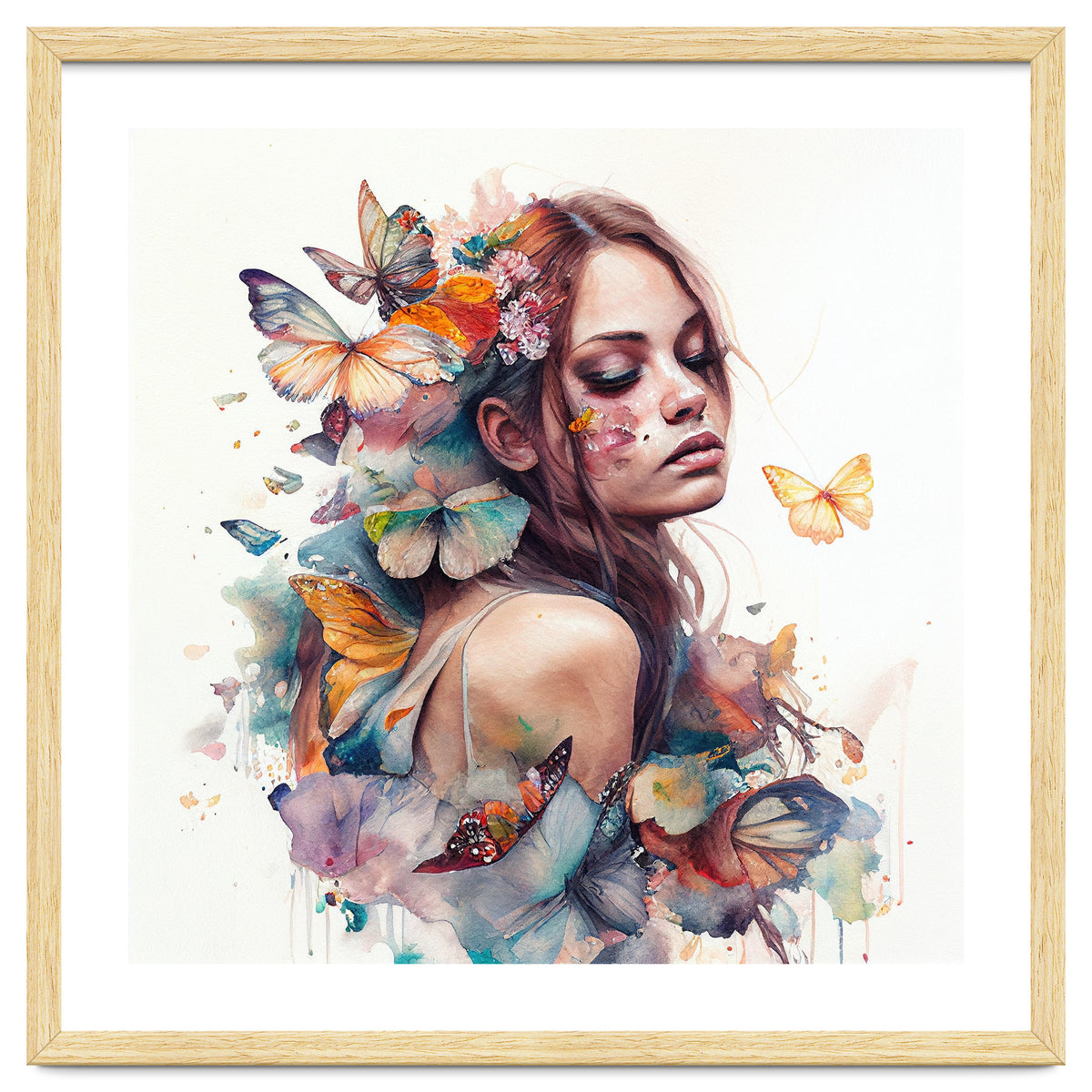 Butterfly Muse Watercolor Portrait