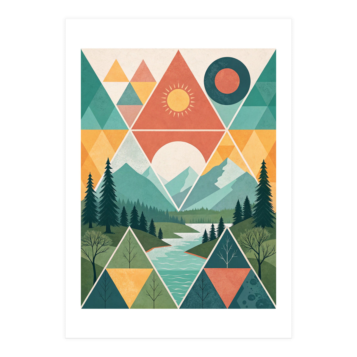 Geometric Convergence: A Mosaic of the Alpine Wilderness (Print Only)