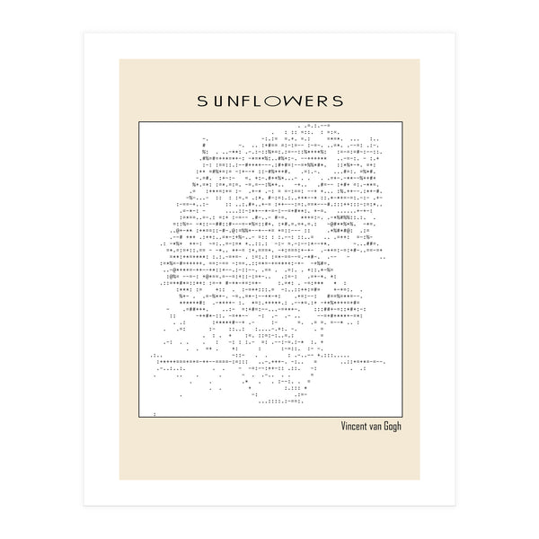 Sunflowers – Vincent van Gogh (1888) (ascii art) (Print Only)