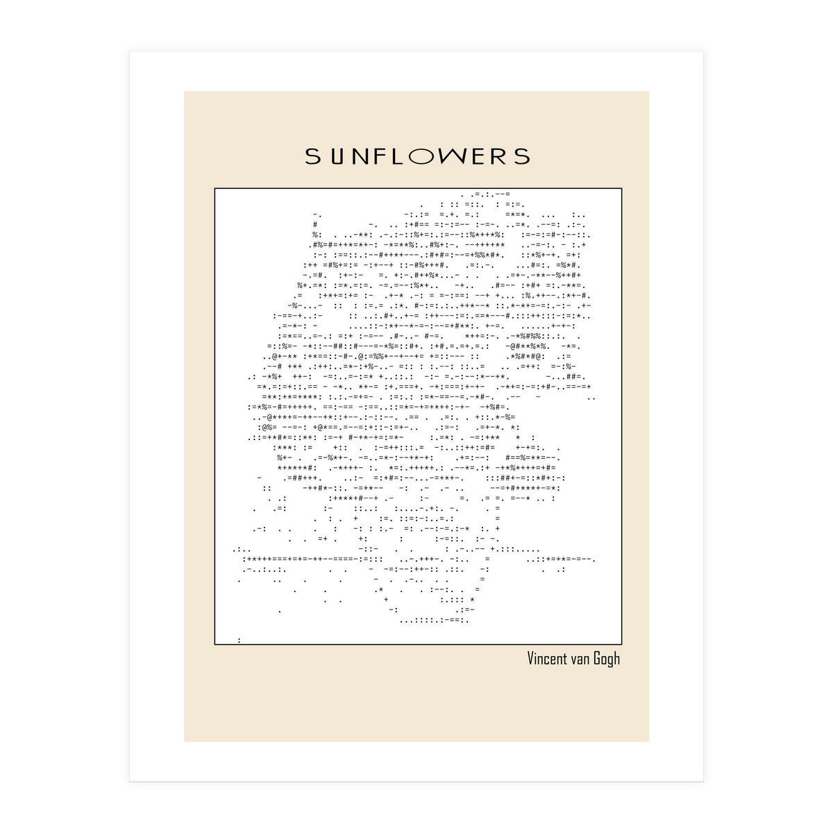 Sunflowers – Vincent van Gogh (1888) (ascii art) (Print Only)