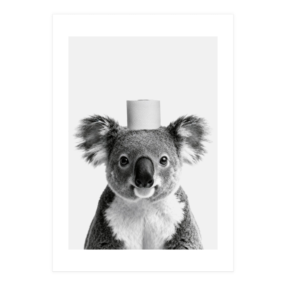 Koala, Toilet Paper Crown, Cute Animal Bathroom Art (Print Only)