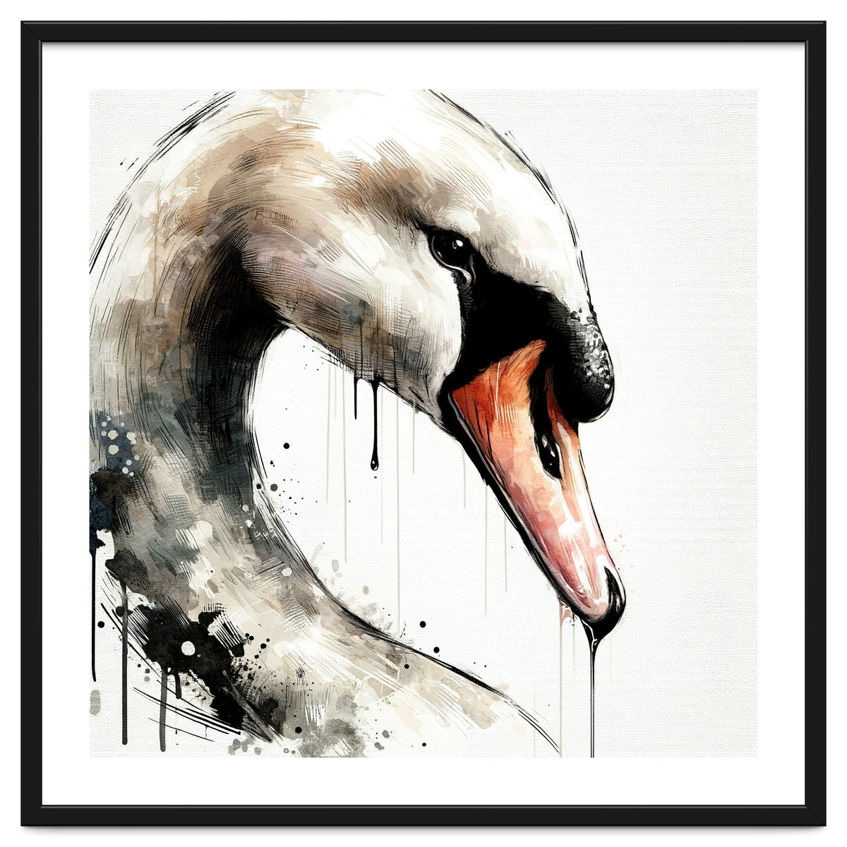 Watercolor Swan Portrait