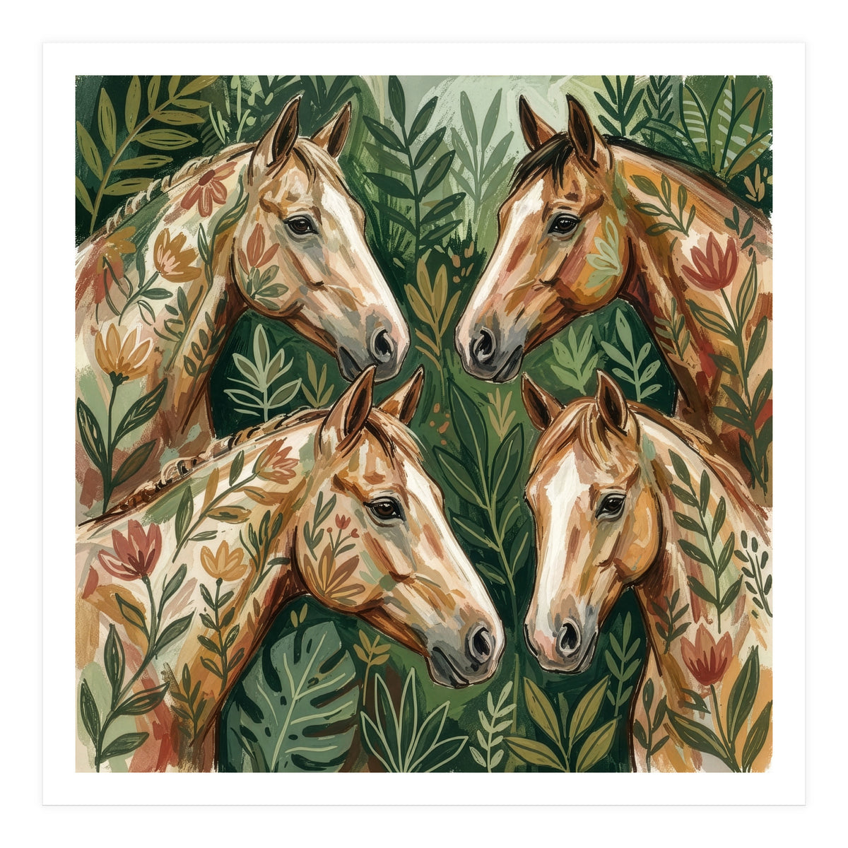 Majestic Floral Horses (Print Only)