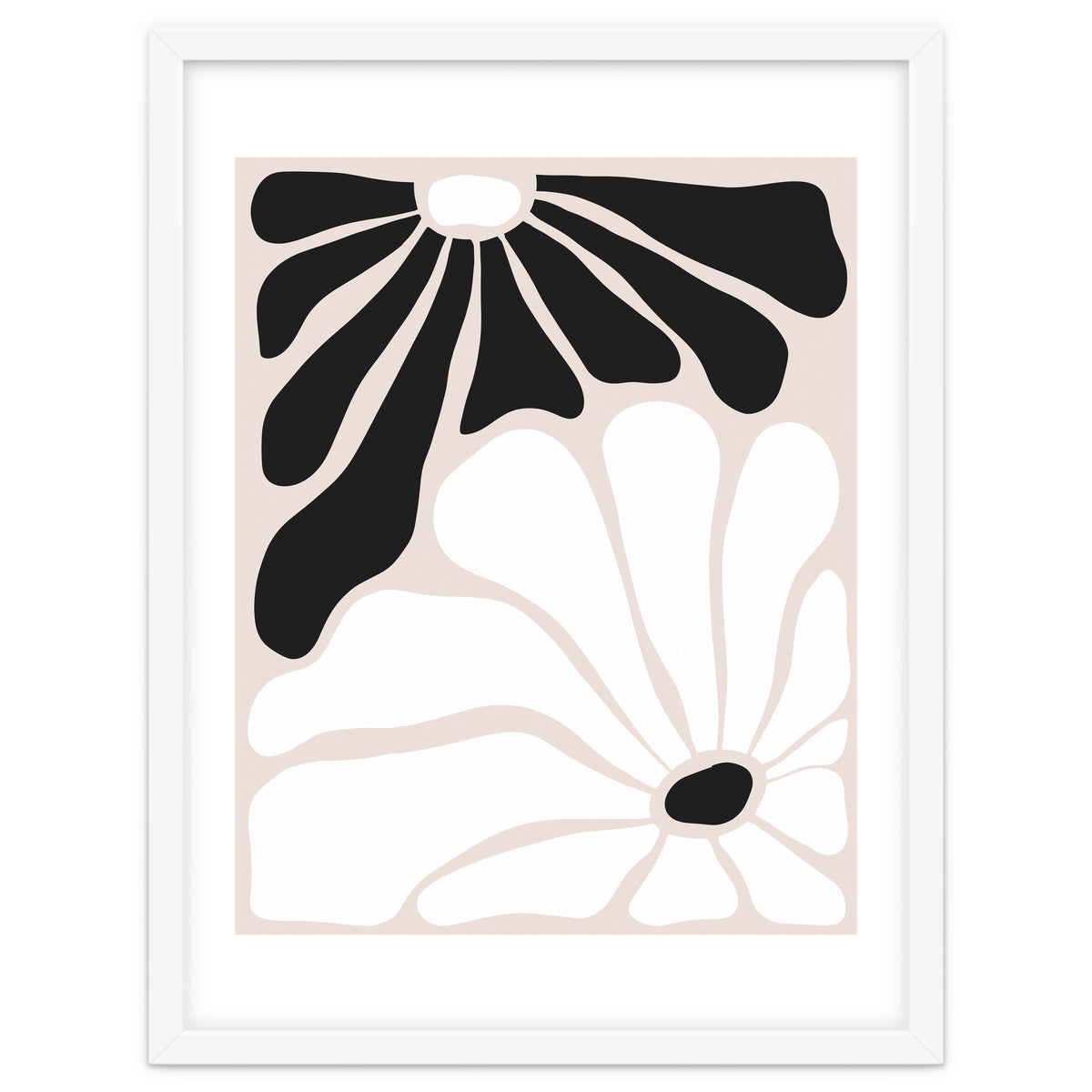 Floral Yin Yang, Scandinavian Nature Flowers Botanical Concept, Plants Blossom Positivity Neutral Minimalism