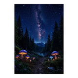 Enchanted Midnight Forest: Glowing Mushrooms and Milky Way (Print Only) thumbnail