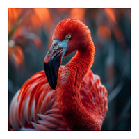 Vibrant Flamingo Close Up Portrait Outdoor Nature (Print Only)