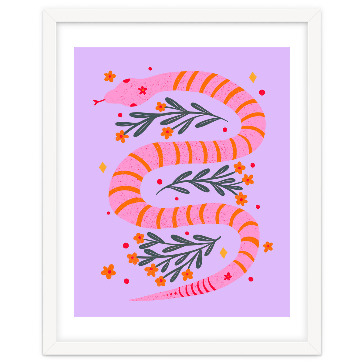 Modern snake - pink and orange