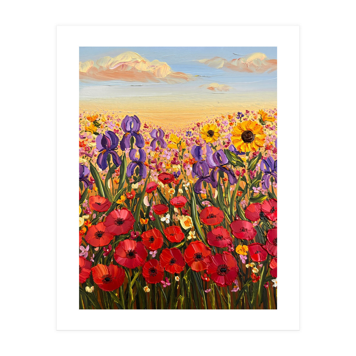 Vibrant Wildflower Field Oil Painting (Print Only)