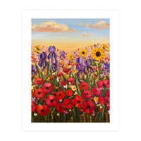 Vibrant Wildflower Field Oil Painting (Print Only)