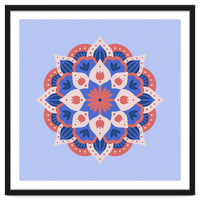 Mandala flower - blue and coral