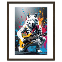 Wolf playing guitar, graffiti