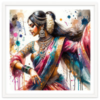 Hindu Woman Dancer With Jewelry And Sari