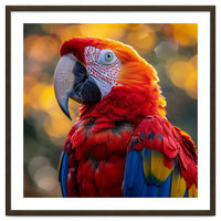 Scarlet Macaw Parrot Close Up Portrait