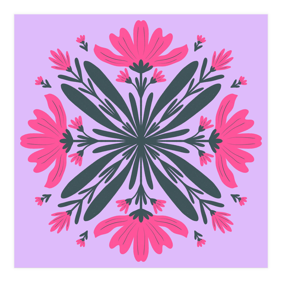 Magenta mandala flowers (Print Only)