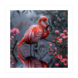 Elegant Flamingo Standing In Water Reflection (Print Only) thumbnail