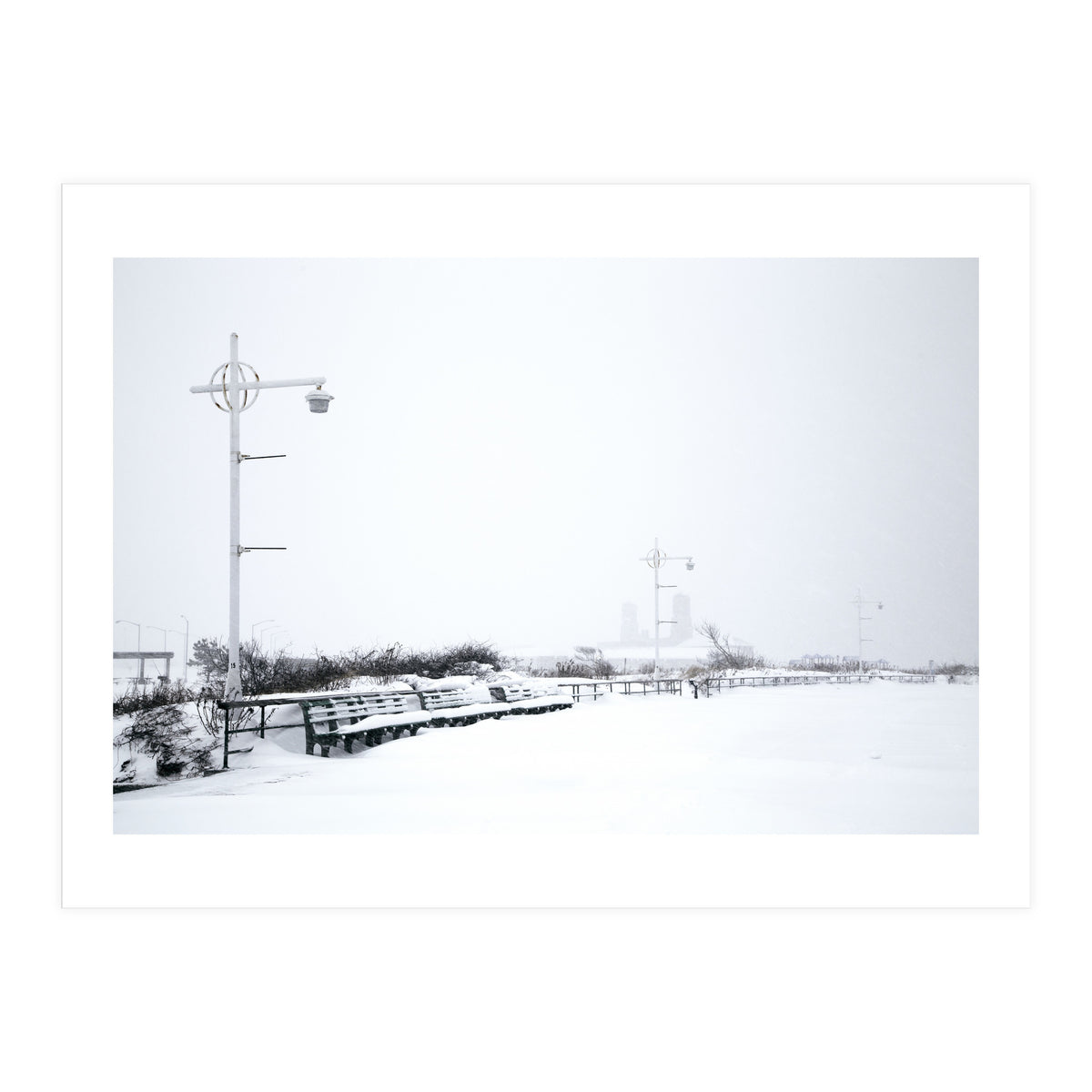 Street light and Bench in Winter snowscape (Print Only)