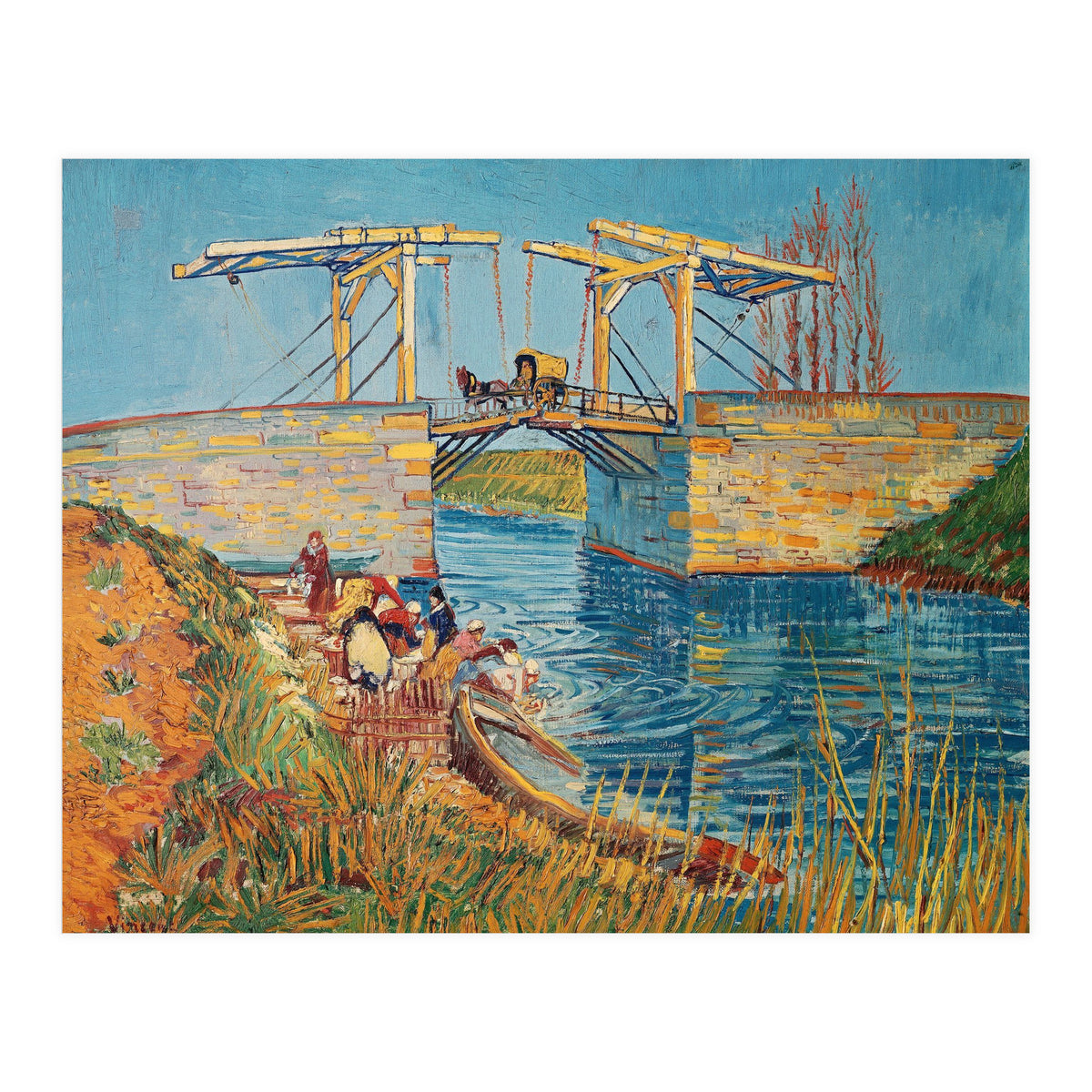 Drawbridge at Arles with a group of washerwomen (pont de Langlois, Arles, France). (Print Only)