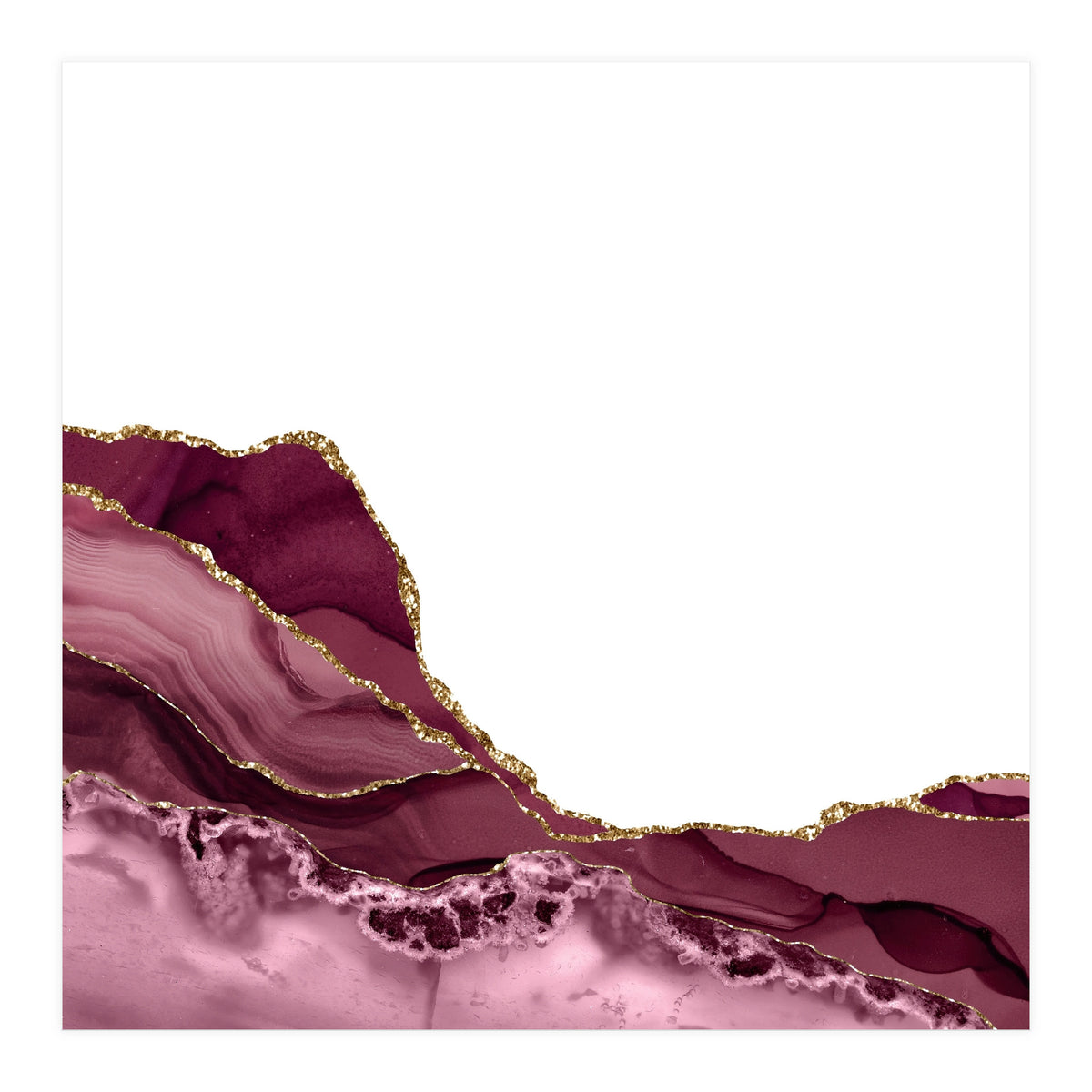 Burgundy & Gold Agate Texture 23  (Print Only)