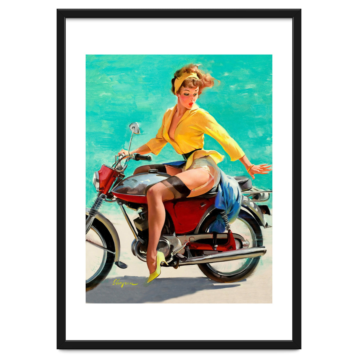 Pinup Sexy Motorcycle Girl