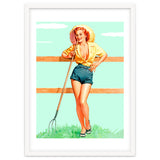 Pinup Country girl Posing With Pitchfork thumbnail