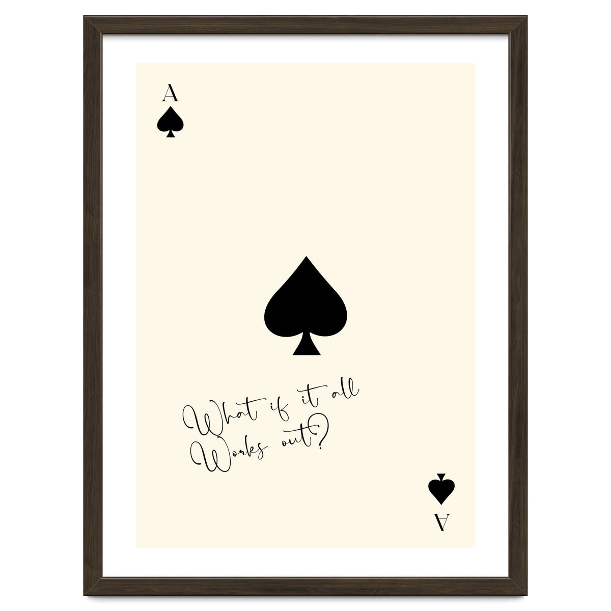 Ace of Spades Motivational Card Print, What If It All Works Out Poster