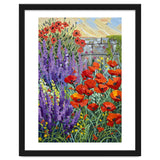 Vibrant Summer Poppy and Lavender Garden Oil Painting thumbnail