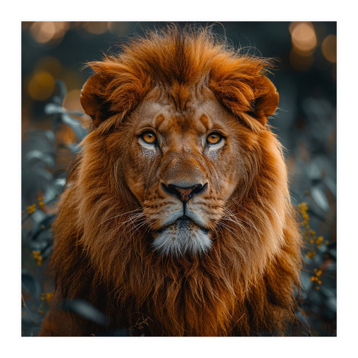 Majestic Lion Portrait Intense Gaze Wildlife (Print Only)