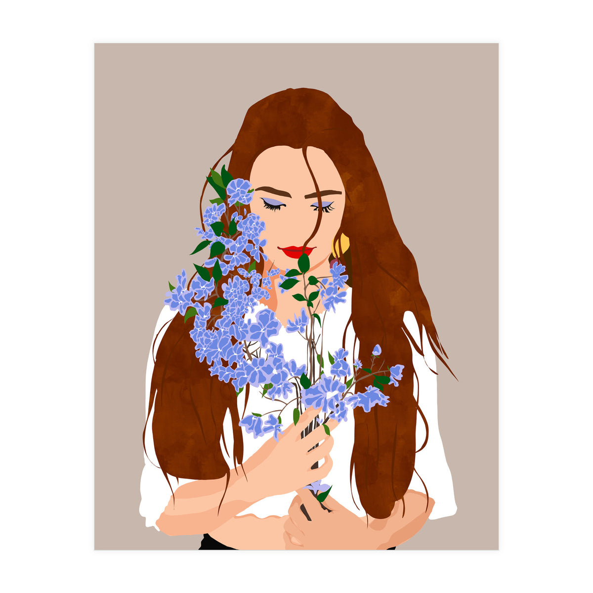 The Becoming, Nature Plants Bohemian Woman, Botanical Modern Mindful Self Care Self Love Positivity (Print Only)