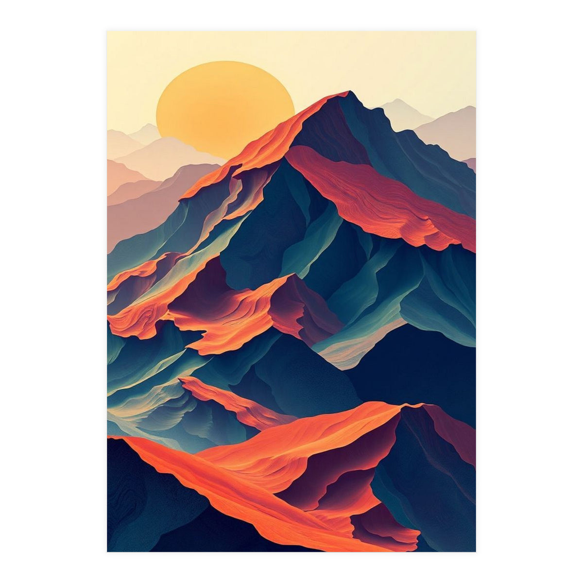 Dramatic Abstract Mountain Sunset Art (Print Only)