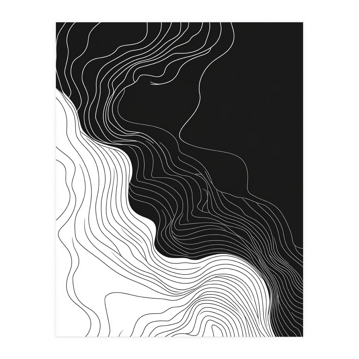 Abstract Black And White Wavy Lines Flowing  (Print Only)