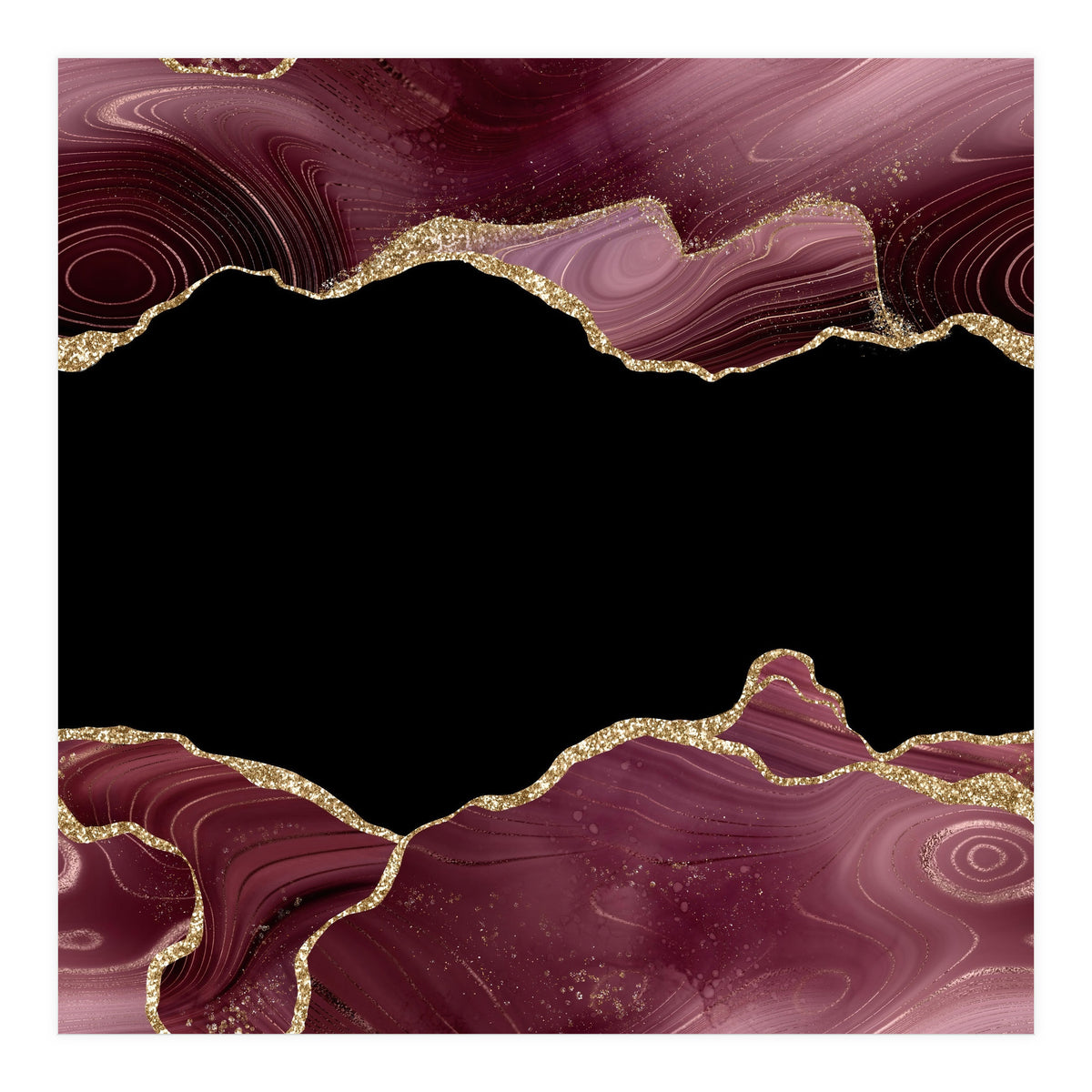 Burgundy & Gold Glitter Agate Texture 04 (Print Only)