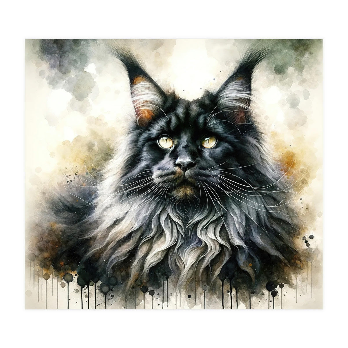 Majestic Long Haired Cat Portrait (Print Only)