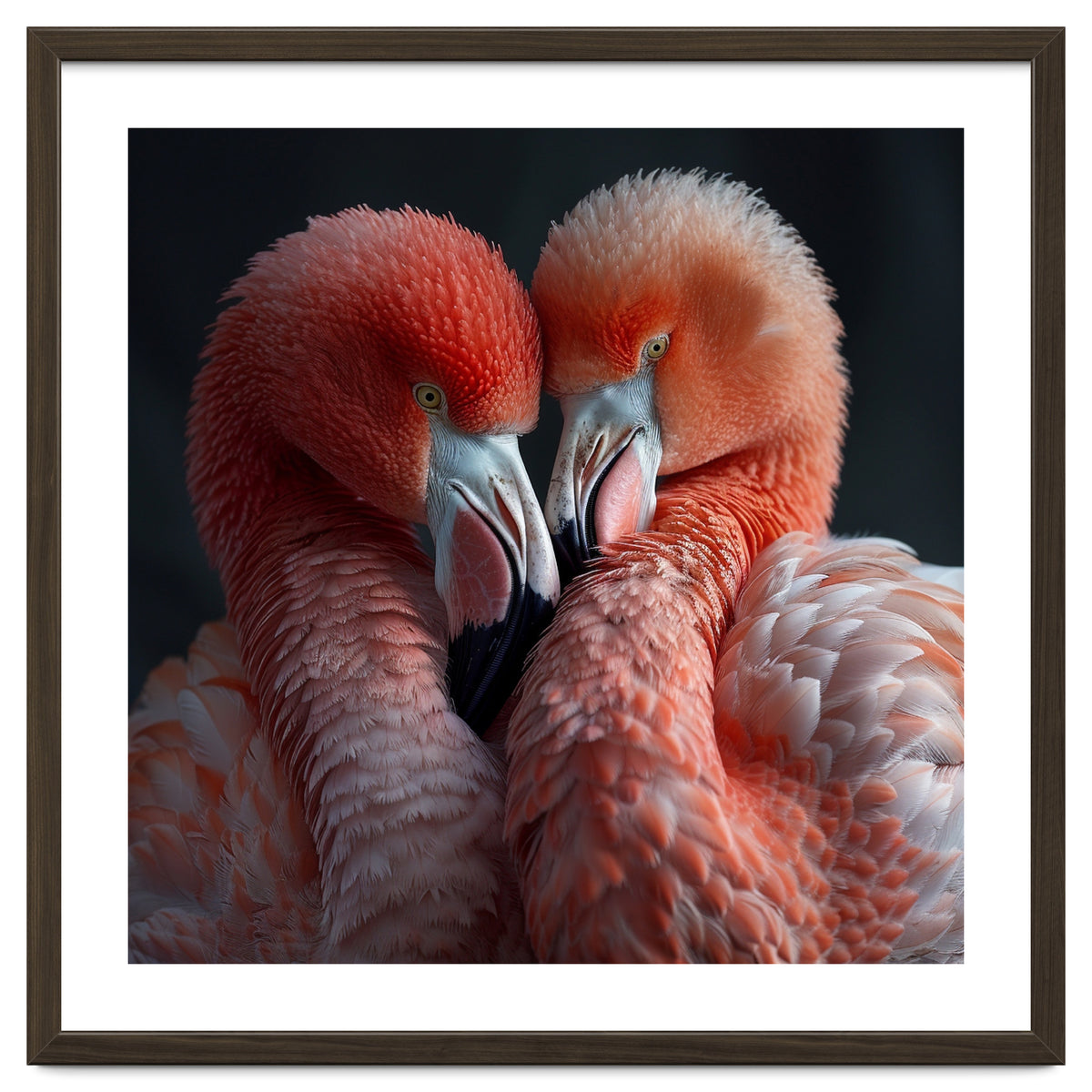 Two Flamingos Together Showing Affection
