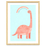 Rainbow Dinosaur Nursery Art, Cute diplodocus Watercolor, Pink Dino Illustration thumbnail
