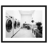 Minimalist Black and White Laundry Room Art, Washing Machine Photography thumbnail