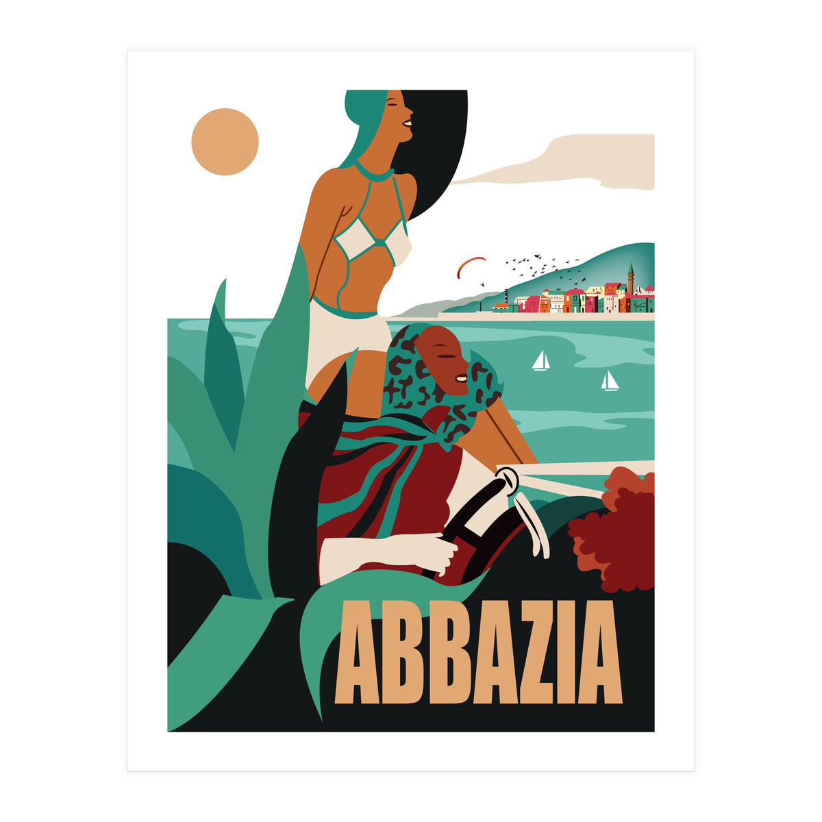 Abbazia, Two Ladies on a Drive (Print Only)