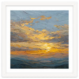 Atmospheric Golden Sunset Impasto Oil Painting Featuring Textured Clouds thumbnail
