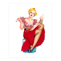 Pinup Blonde Posing With Ice Cream (Print Only)