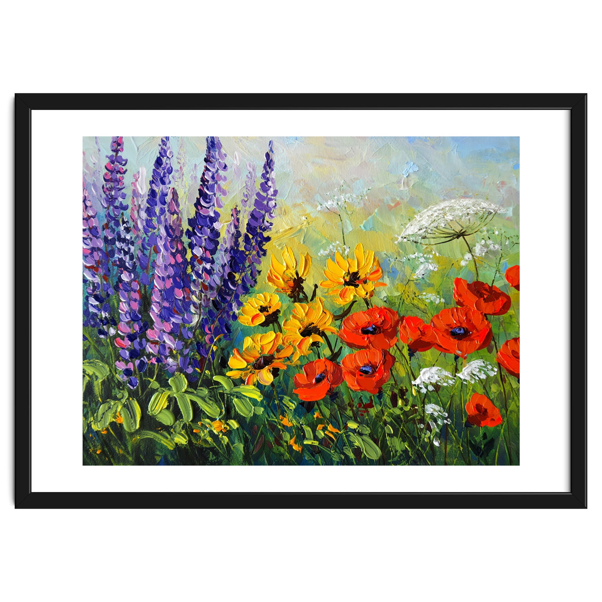 Radiant Summer Wildflower Meadow Oil Painting
