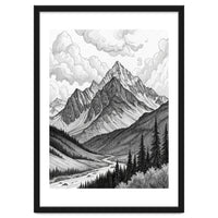 Majestic Alpine Mountain Range Sketch