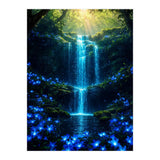 Ethereal Blue Waterfall: Magical Forest Oasis (Print Only) thumbnail