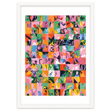 Life On A Checkboard, Abstract Maximalism Eclectic Painting, Bohemian Pop Of Color Illustration thumbnail