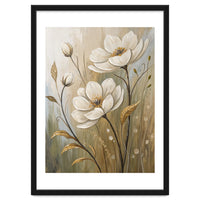 Elegant White Anemone Floral Oil Painting