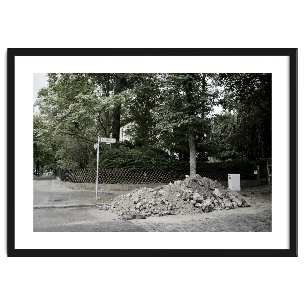 Piled-up rocks under construction on the street