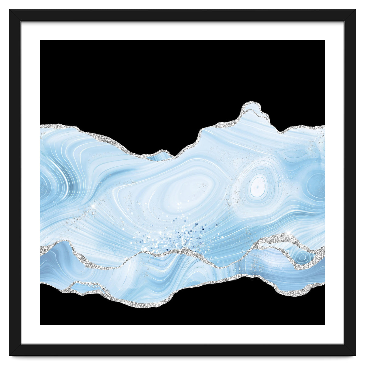 Blue & Silver Agate Glitter Texture 04