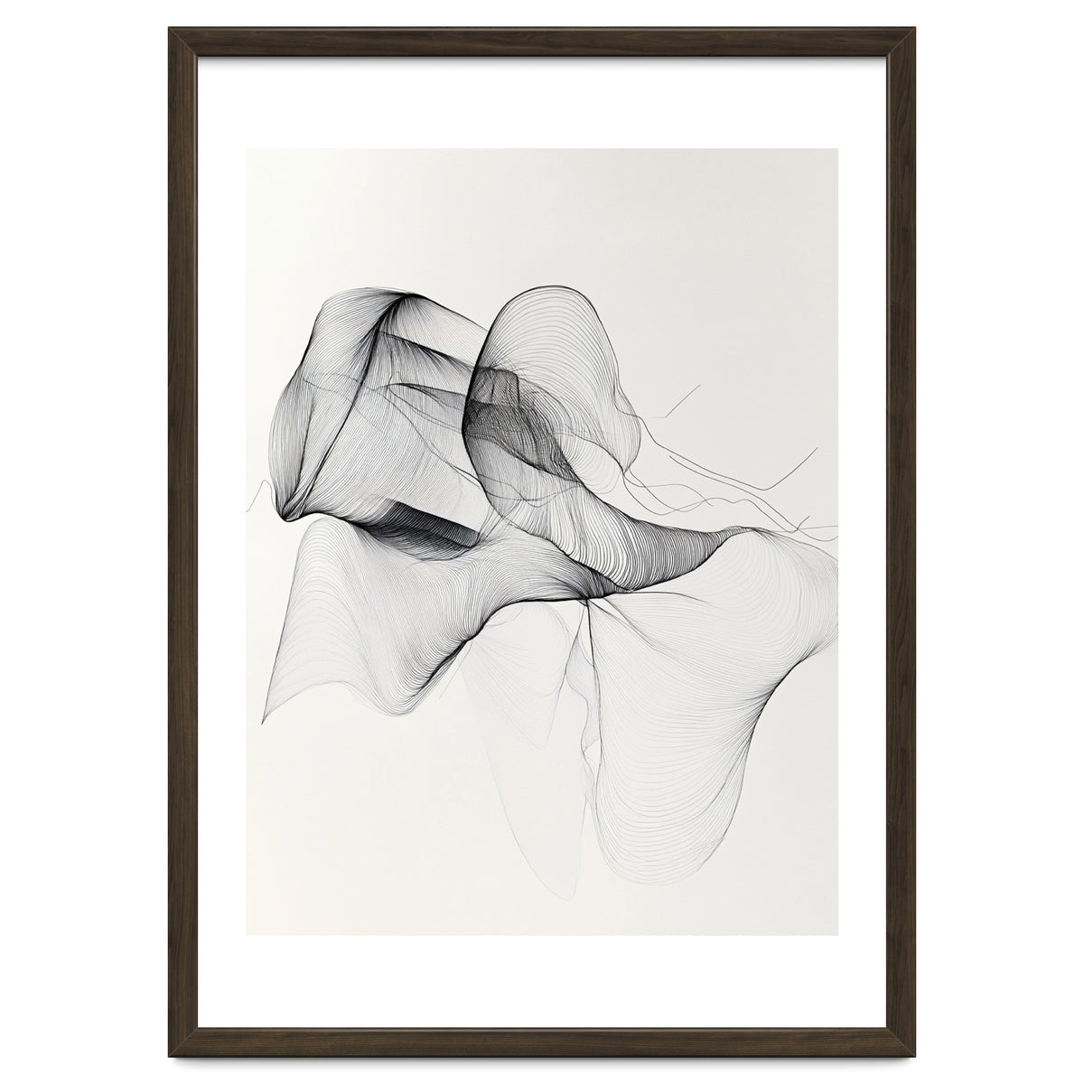 Abstract Black And White Flowing Lines Art