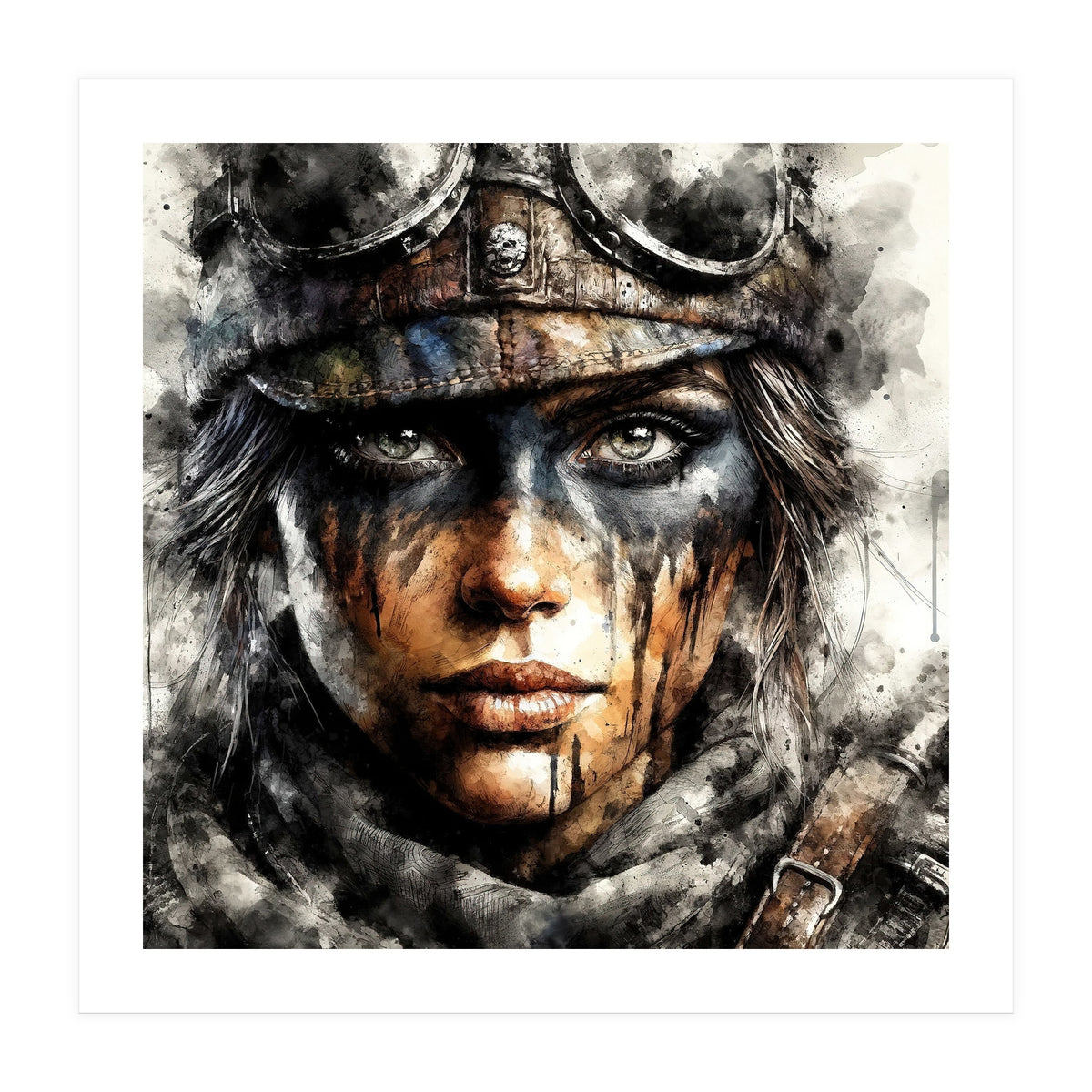 Warrior Woman With Aviator Goggles (Print Only)