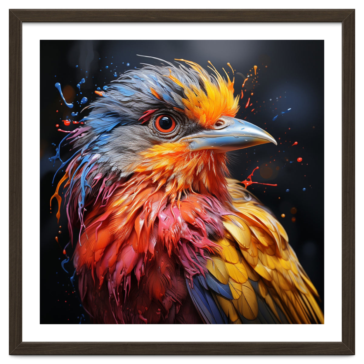 Vibrant Bird With Colorful Splatter Paint
