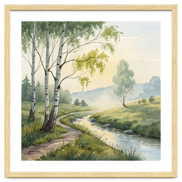 Birch Grove Serenity: A Meadow Wildflower Path